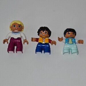 3 Lego Duplo Figures Toy Lot Blonde Woman 2 Boys Kids